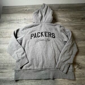 NFL Pro Line Green Bay Packers Hoodie Mens XL Gray Full Zip Plaid Lined Y97